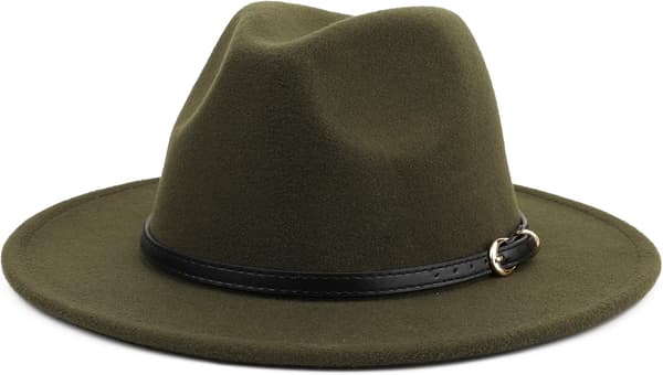 esh Bred Unisex Klassisk Bälte Spänne Fedora Hatt B Oliv