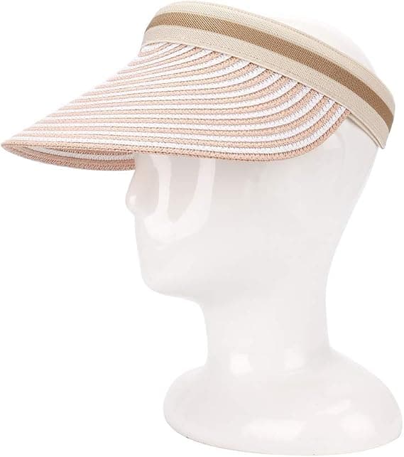 Dam sommarhatt Bredbrättad Rosa halmhatt