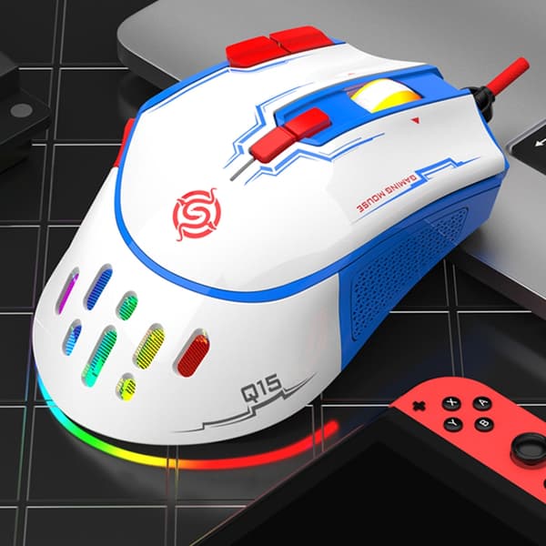 RGB USB-kabelansluten Gamingmus Makroprogrammering 6400DPI 9 Programmerbara knappar Black 0.3