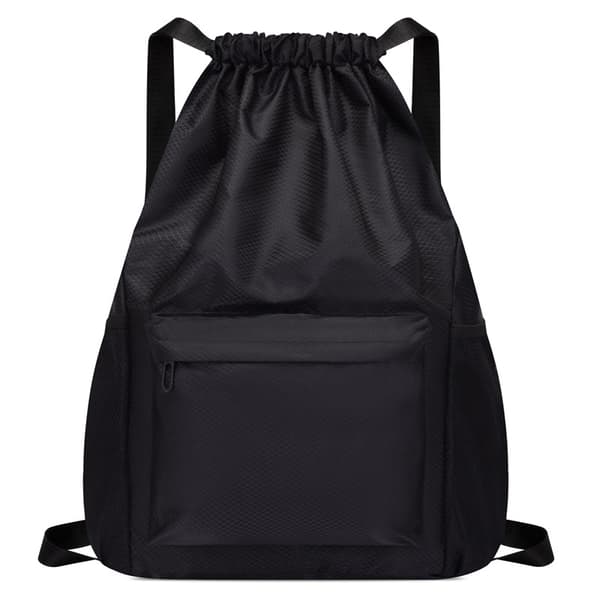Black Drawstring Backpack, Leisure Backpack, Waterproof Backpack, School Bag, Unisex, Suitable for Camping, Yoga, Workout, Travel, Mountaineering