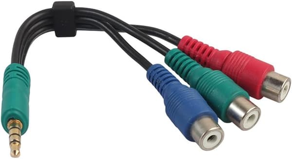 3,5 mm hane till 3RCA hona kabel - Videoadapter för AV, ljud och