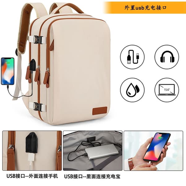 Unisex Travel Backpack - Large Capacity Multi-Layer Laptop Bag with USB Port E