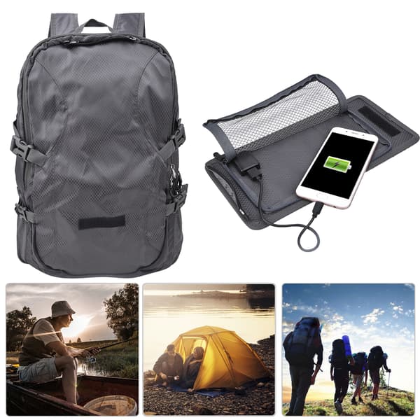 ECE-816 Solar Powered Waterproof Foldable Hiking Backpack for Camping and Travel Men and Women