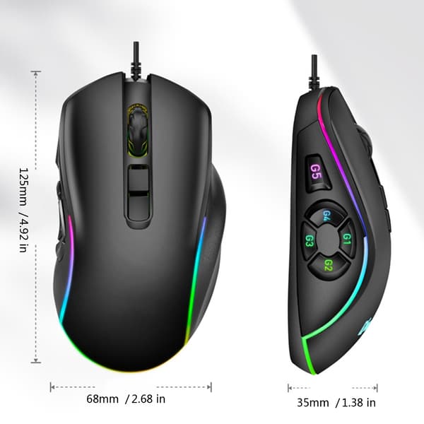 Högprecisions Gamingmus 10 Programmerbara Knappar 6400DPI Ergonomisk Design