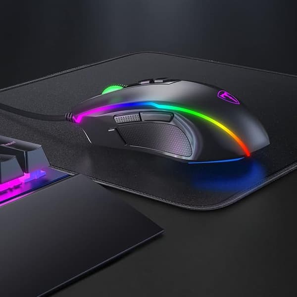 Spelmus Trådbunden, Dator PC Spelmöss [RGB LED] [Snabb Eld], Avancerad 5-nivå 7200 DPI Spelsensor, Ergonomisk, 8 Programmerbara Knappar
