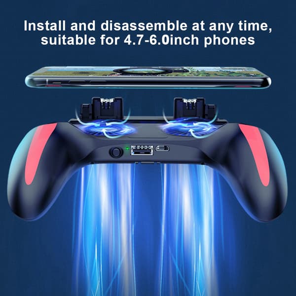 Dubbla kylfläktar Mobiltelefon Spelkontroll Gamepad med 5000mAh Batteri