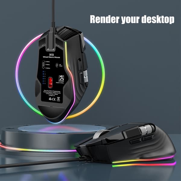 Avancerad Gamingmus 10 Knappar Anpassning 6DPI Dynamisk Färgtyp