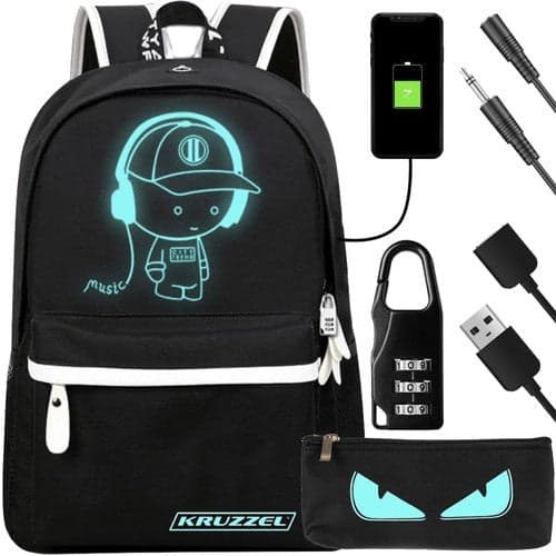 Reflective Backpack 19L Water-Resistant with USB Port + Pencil Case