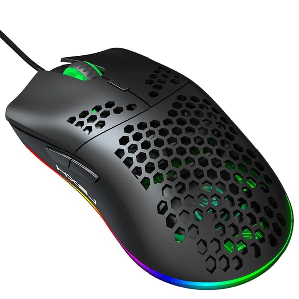 Gamingmus RGB USB, Justerbar Precision DPI, Superlätt Honeycomb Design, Fullt Programmerbara Knappar, Ergonomiskt Grepp för Windows, MacOS, Linux