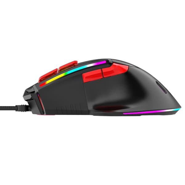 RGB USB-kabelansluten Gamingmus Makroprogrammering 6400DPI 9 Programmerbara knappar White 0.29