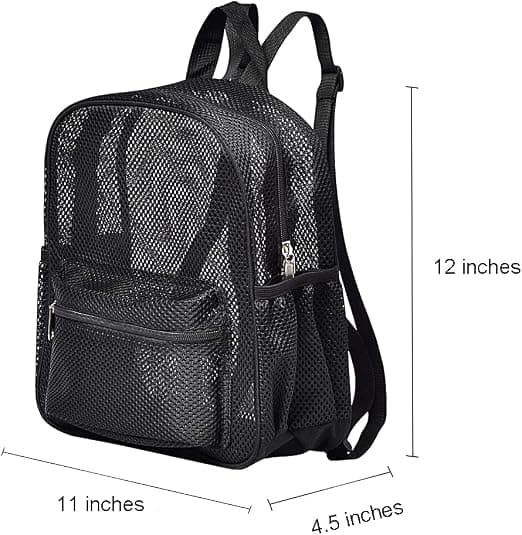 Mini Mesh Backpack, Transparent Mesh Backpack for Commuting, Swimming, Travel, Beach, Outdoor Sports Black