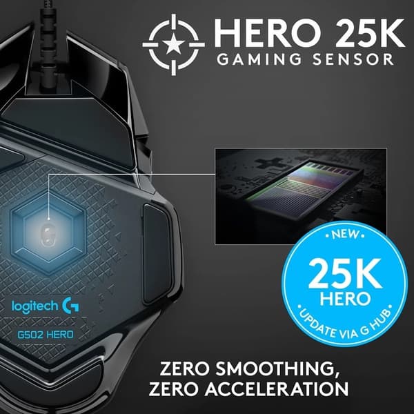Logitech G502 HERO High Performance Gaming Mouse Svart 121