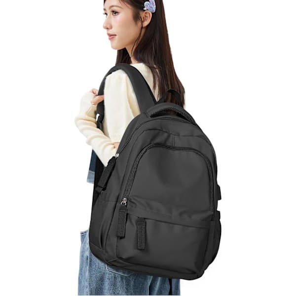 Laptop Backpack, Waterproof Laptop Backpack with 14-inch USB Charging School Bag Black Black