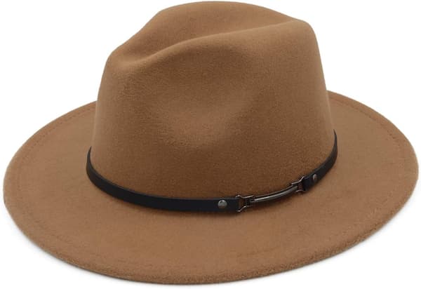 esh Bred Brätte Unisex Klassisk Bälte Spänne Fedora Hatt Kaffe