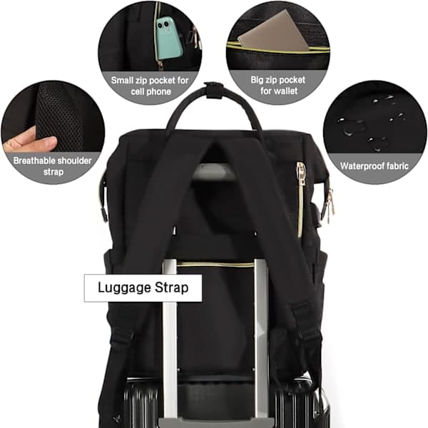 Laptop Backpack for Women, Black