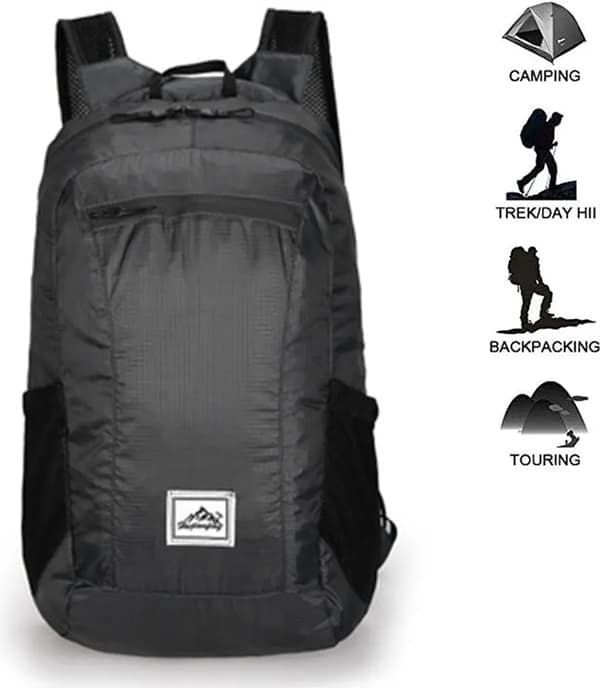 Foldable Waterproof Hiking Backpack Black Black
