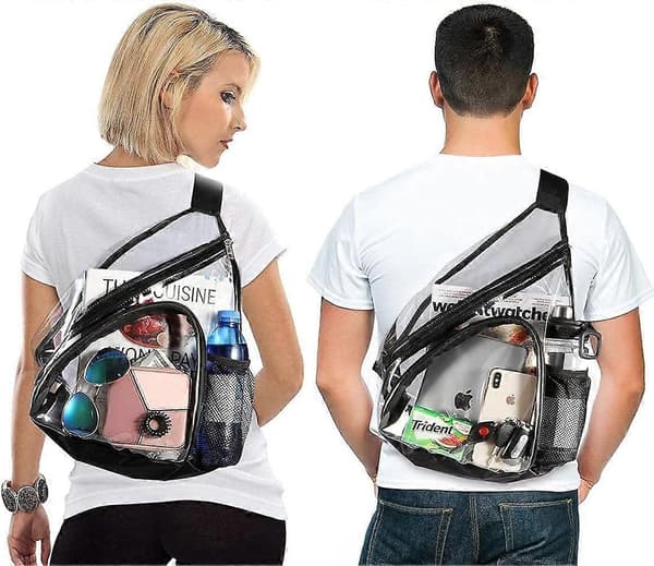 Clear PVC Shoulder Bag Stadium Certified Backpack with Adjustable Straps Black