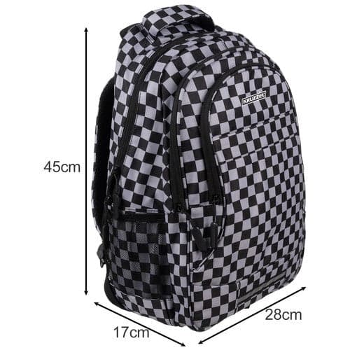Backpack 22L with laptop compartment and shoe bag, black checkered 600D Oxford