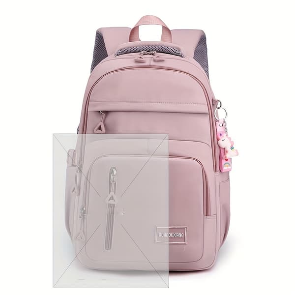 Nylon Laptop Backpack with Adjustable Straps, Solid Color, Casual Not provided Grey Not provided Grey