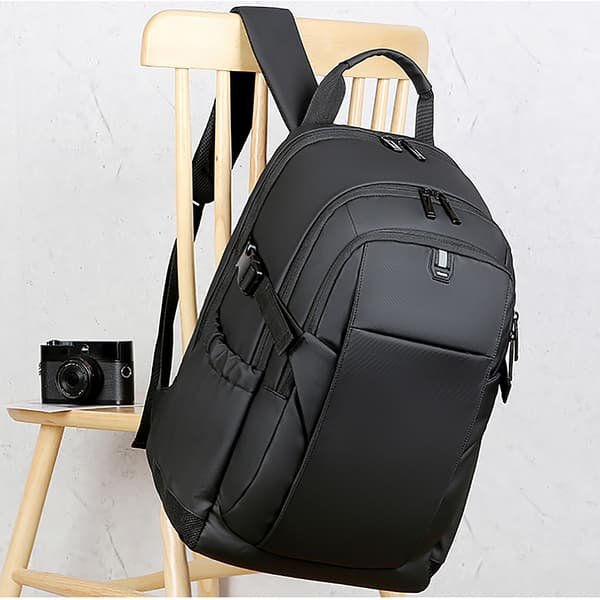 (SC)Smart Business Backpack, Water Resistant, USB Charging Port, Multiple Pockets and Compartments for Laptop and Tablet, Black