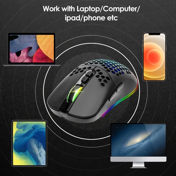 Lättvikts Gaming Mus Med 3200dpi, Rgb-belysning Och 7 Programmerbara Knappar
