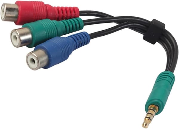3,5 mm hane till 3RCA hona kabel - Videoadapter för AV, ljud och