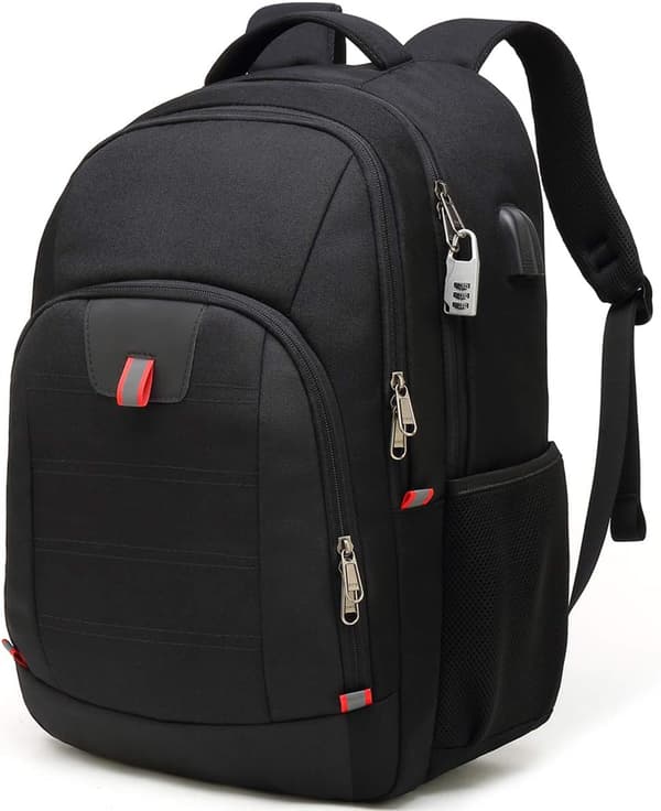Waterproof Laptop Backpack with USB Charging Port for 17\" Laptops and Notebooks - Black_yux Black