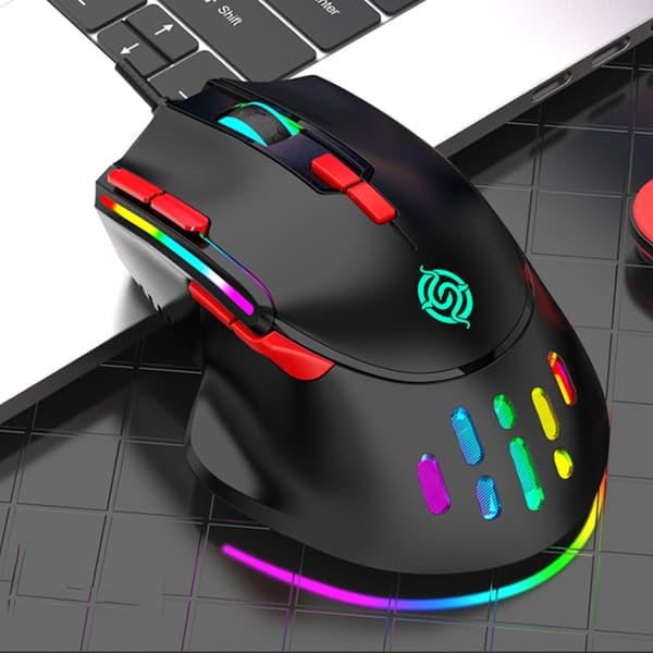 RGB USB-kabelansluten Gamingmus Makroprogrammering 6400DPI 9 Programmerbara knappar Black 0.3