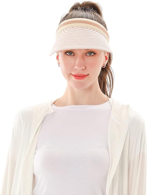 Dam sommarhatt Bredbrättad Rosa halmhatt