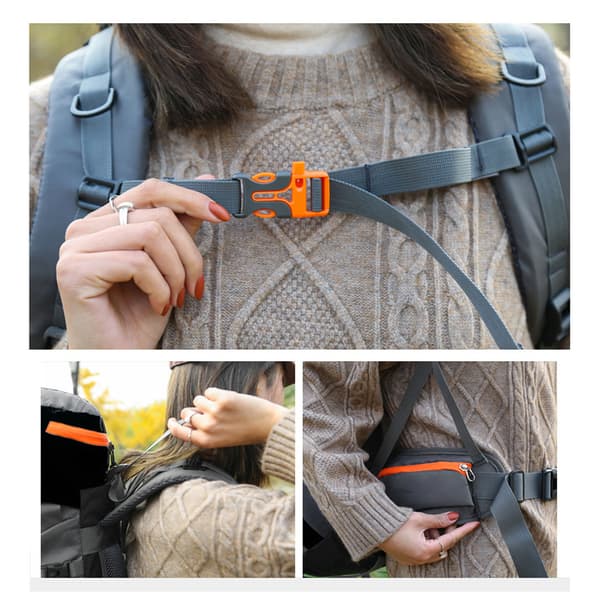 Backpack Oxford Fabric Breathable Durable Buckle Design Climbing Backpack for Hiking Camping 65L Black