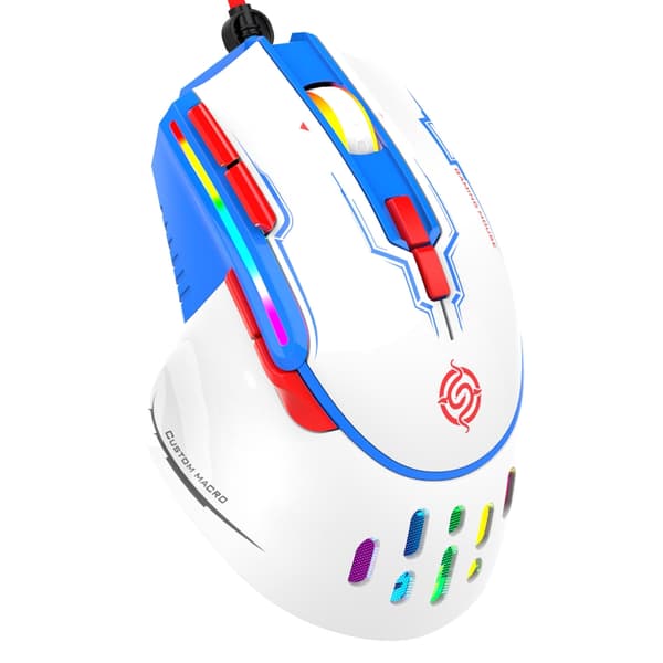 RGB USB-kabelansluten Gamingmus Makroprogrammering 6400DPI 9 Programmerbara knappar Black 0.3