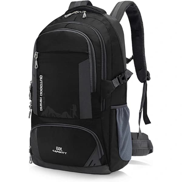 60L Waterproof Hiking Backpack Lightweight Camping Backpack Men Women Durable Daypack (Black, 60L)_yux