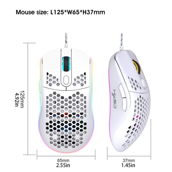 8000DPI 7 Knappar LED Optisk USB Sladd Spelmus för PC-spelare White 0.21