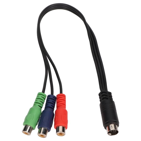 MINI DIN 9-stift till 3 RCA-kabel MINI DIN 9-stift hane till 3 RCA hona RGB-videoadapterkabel 30 cm