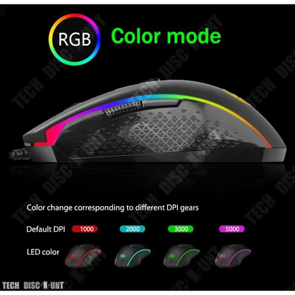 Souris Gaming - TD® - Elektroluminescent - 7 programmerbara knappar - USB - 5000 dpi
