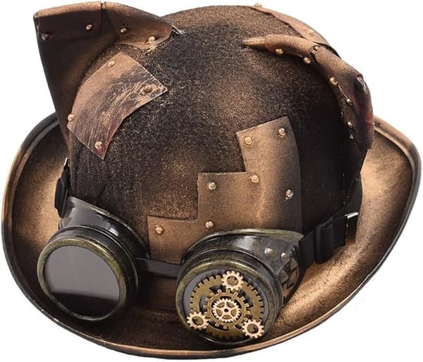 Damhatt med kattöron i steampunk-stil