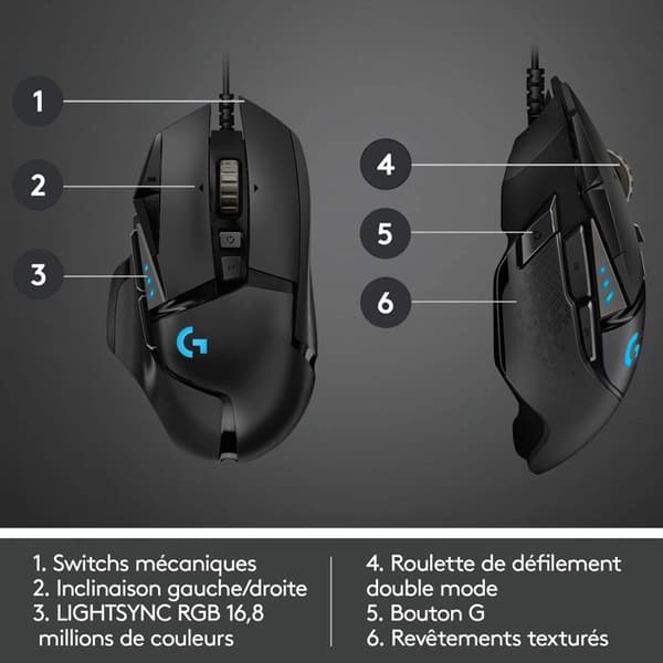 Souris Gaming - TD® - Trådbunden - 16K - Lightsync - Anpassningsbar