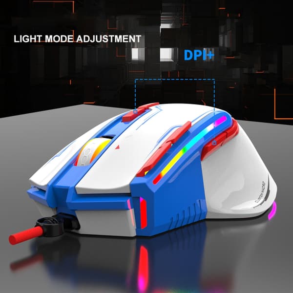 RGB USB-kabelansluten Gamingmus Makroprogrammering 6400DPI 9 Programmerbara knappar Black 0.3