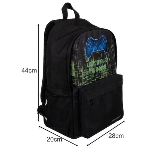Gaming Backpack 22L with Laptop Compartment + Shoe Bag, Black Pattern