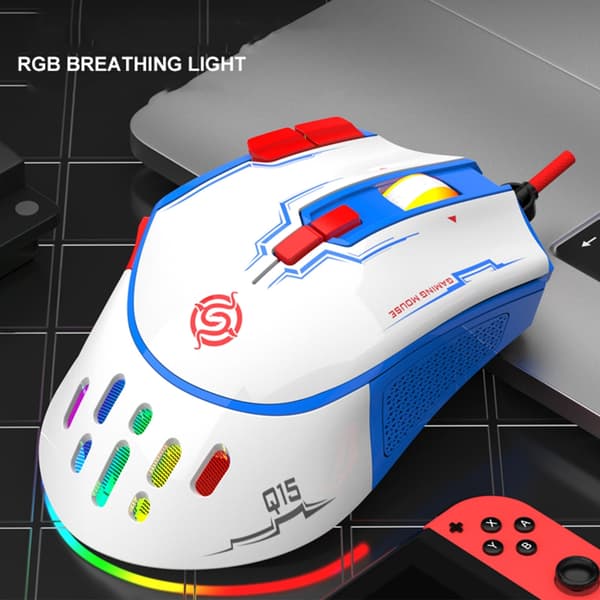 RGB USB-kabelansluten Gamingmus Makroprogrammering 6400DPI 9 Programmerbara knappar White 0.29