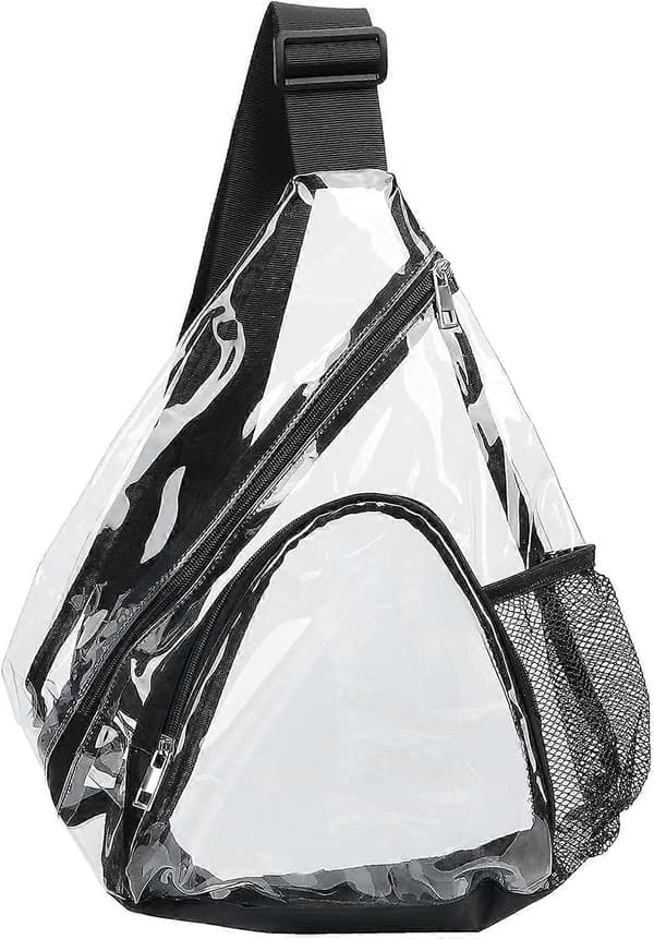Clear PVC Shoulder Bag Stadium Certified Backpack with Adjustable Straps Black