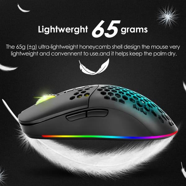 Lättvikts Gaming Mus Med 3200dpi, Rgb-belysning Och 7 Programmerbara Knappar