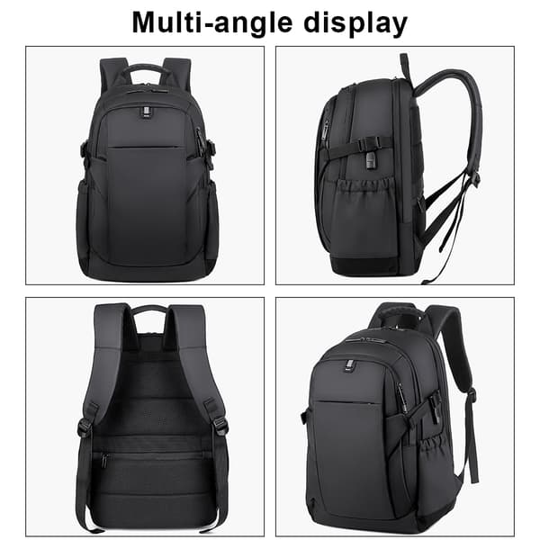 (SC)Smart Business Backpack, Water Resistant, USB Charging Port, Multiple Pockets and Compartments for Laptop and Tablet, Black