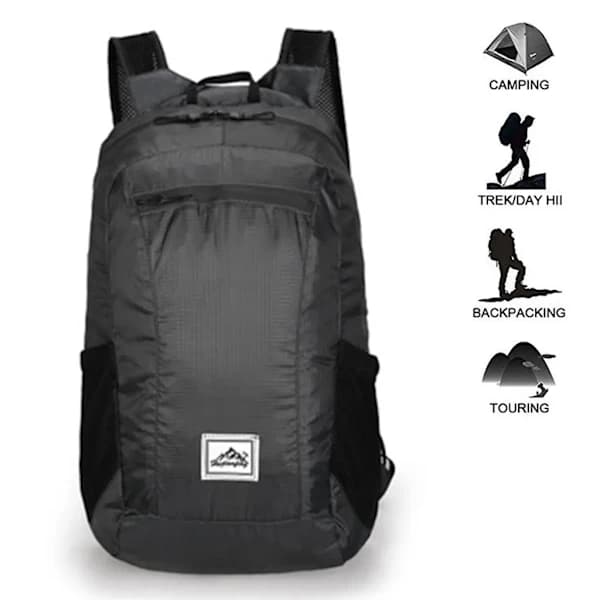 Foldable Waterproof Hiking Backpack Black Black svart