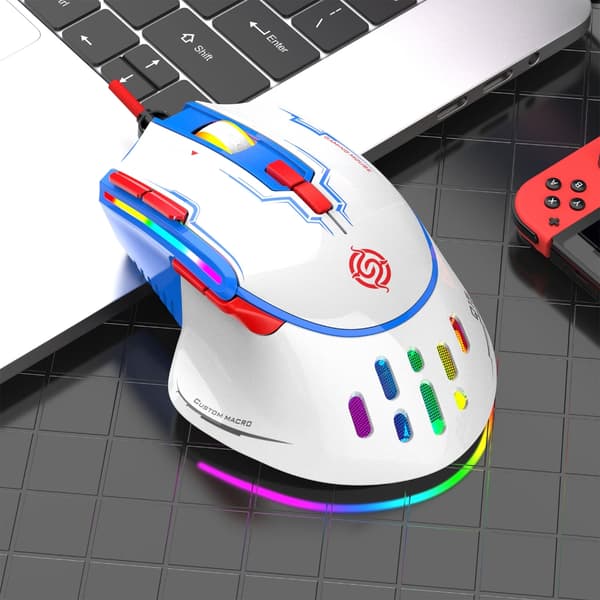RGB USB-kabelansluten Gamingmus Makroprogrammering 6400DPI 9 Programmerbara knappar Black 0.3