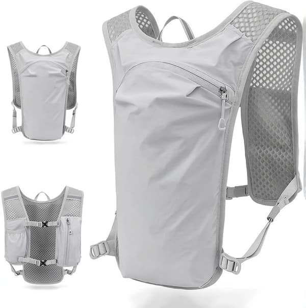 Breathable Off-Road Marathon Backpack for Cycling, Running, and Hiking - Grey (Ho)