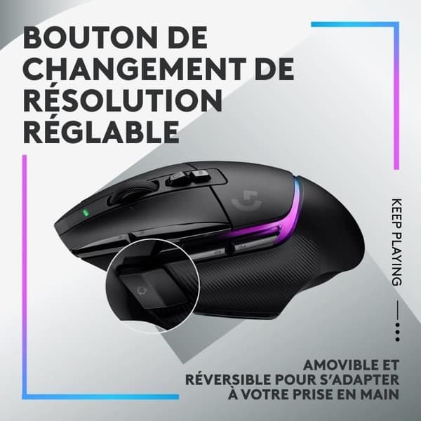 Logitech - G502 X Plus Lightspeed Mouse Gaming RVB Wireless - LightFor Hybrid -knappar, Gaming Hero 25K - Black Sensor Svart 106