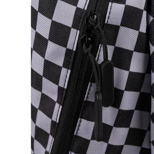 Backpack 22L with laptop compartment and shoe bag, black checkered 600D Oxford