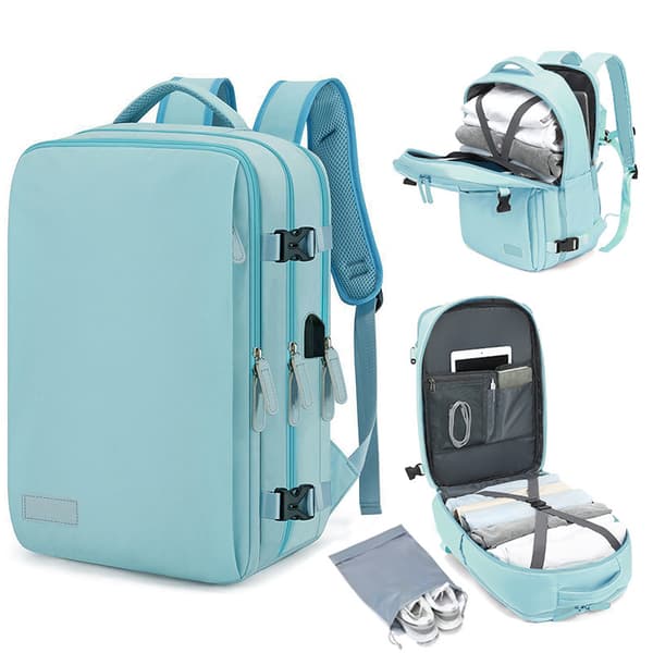 Unisex Travel Backpack - Large Capacity Multi-Layer Laptop Bag with USB Port E