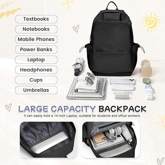 School & Laptop Backpack 14 Inch Black